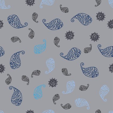 Koyu mavi vektör sorunsuz doodle zemin yaprak ve çiçek ile. Glitter soyut resimde yaprak ve çiçek ile. Dokulu deseni bir Web sitesi için banner.