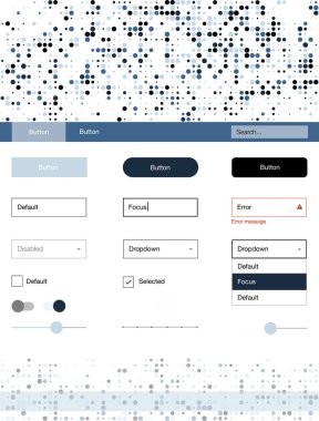 Noktalı ışık mavi vektör UI kiti. Arka plan üzerinde renkli stil rehberi daireler ile. Bu örnek açılış sayfanız için mu.