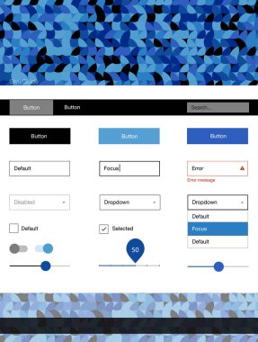 Hafif mavi vektör UI ux kiti daireler ile. Web Kullanıcı arabirimi kiti başlığını soyut degrade daireler ile. Bu örnek açılış sayfanız için mu.