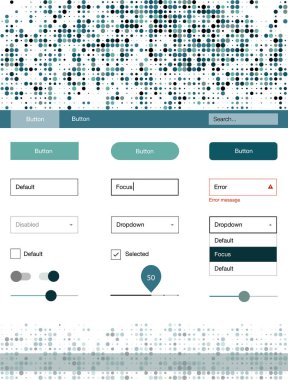Noktalı ışık mavi vektör tel kafes kiti. Basit malzeme tasarım kiti üstbilgisindeki renkli noktalar ile. Bu web siteleri için kullanabileceğiniz şablon.
