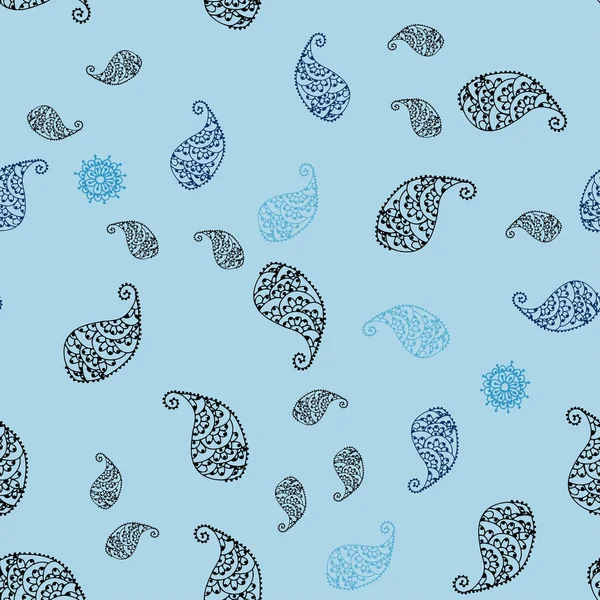 Hafif mavi vektör yaprak ve çiçek sorunsuz doodle şablonu. Yaprak ve çiçek beyaz arka plan üzerinde gradyan ile. İşiniz için tamamen yeni bir tasarım.