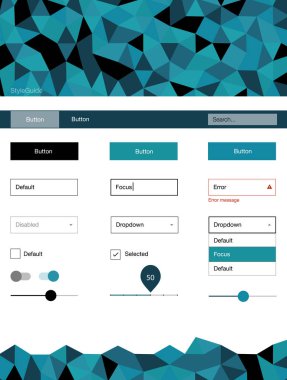 Açık mavi, yeşil vektör tel kafes kiti kristalleri ile. Dekoratif UI takımı tasarım renkli kristaller ile soyut tarzda. Açılış sayfanız için modern şablon.