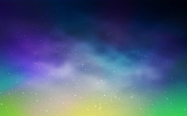 Açık mavi, yeşil vektör arka plan gökada yıldız ile. Glitter soyut illüstrasyon renkli kozmik yıldız ile. Akıllı tasarım, iş reklam için.