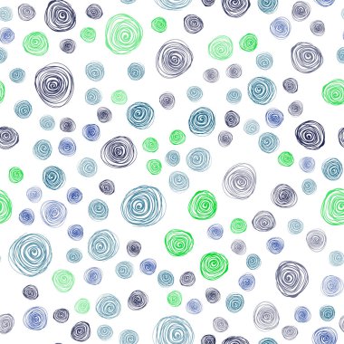 Açık mavi, vektör sorunsuz doodle parlak desen yeşil. Çiçekli modern geometrik soyut resim. El boyalı tasarım web, broşür, tekstil.