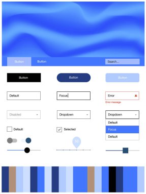 Açık mavi, yeşil vektör tasarım UI kiti eğri daireler ile. Degrade çizgiler ile renkli soyut resimde. Sen-ebilmek kullanma için açılış sayfaları bu şablonu.