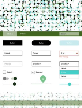 Açık mavi, yeşil vektör UI ux kiti daireler ile. Başlığını renkli gradyan daireler modern stil kılavuzu. Web siteleri, açılış sayfaları için güzel düzeni.