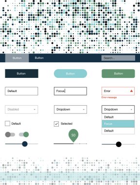 Açık mavi, yeşil vektör UI ux kiti daireler ile. Güzel UI ux kiti ile onun üstbilgisindeki renkli noktalar. Bu örnek için sitesidir.