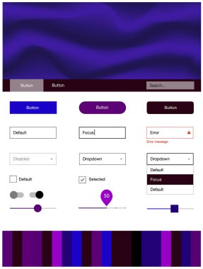 Koyu mavi, kırmızı tel kafes kiti soyut daireler ile vektör. Gradyan memphis tarzı ile zarif parlak illüstrasyon. Bu web siteleri için kullanabileceğiniz şablon.