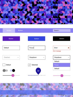 Açık mavi, kırmızı vektör tel kafes kiti noktalı. Başlığını renkli gradyan daireler modern stil kılavuzu. Web siteleri, açılış sayfaları için güzel düzeni.