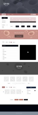 Koyu mavi, sarı lamba şekilleri ile web UI kit vektör. Gradyan ile mermer tarzı kıvırcık illüstrasyon parlayan. Sen-ebilmek kullanma için açılış sayfaları bu şablonu.