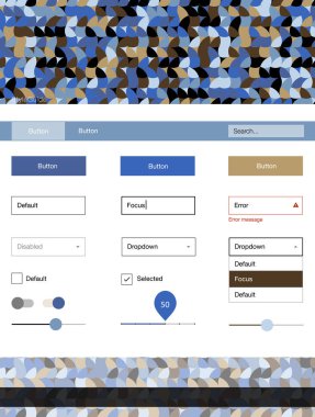 Açık mavi, vektör stil rehberi daireler ile sarı. Dekoratif UI takımı tasarım renkli noktalar ile soyut tarzda. Web siteleri için basit renkli tasarım.