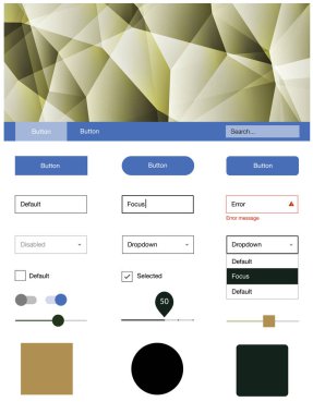 Açık mavi, vektör stil Rehberi ile üçgenler sarı. Web Kullanıcı arabirimi kiti ile onun üstbilgisindeki soyut degrade üçgenler. Web siteleri, açılış sayfaları için güzel düzeni.