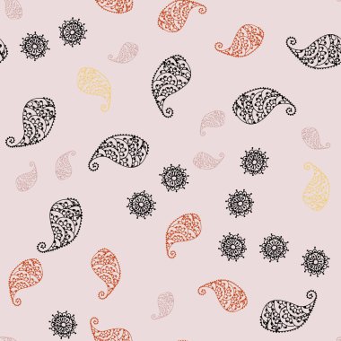 Açık mavi, sarı vektör sorunsuz zarif duvar kağıdı ile yaprak ve çiçekler. Renkli resimde doodle tarzı yaprakları, çiçekleri ile. Cep telefonu arka plan için şablon.