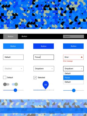Açık mavi, sarı vektör tasarım UI kiti noktalı. Başlığını renkli gradyan daireler modern stil kılavuzu. Web siteleri için basit renkli tasarım.