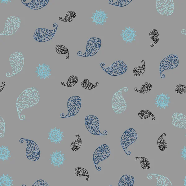 Açık mavi, yeşil vektör sorunsuz doodle arka plan ile yaprak ve çiçekler. Yaprak ve çiçek ile yeni renkli resimde. İş tasarımınız için yeni stil.