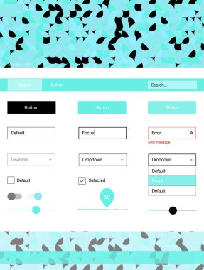 Işık yeşil vektör stil rehberi daireler ile. Basit malzeme tasarım kiti üstbilgisindeki renkli noktalar ile. Bu örnek açılış sayfanız için mu.