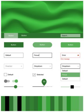 Işık yeşil vektör tasarım UI kiti eğri daireler ile. Gradyan ile mermer tarzı kıvırcık illüstrasyon parlayan. Açılış sayfanız için modern şablon.