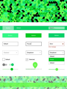 Işık yeşil vektör UI kiti noktalı. Renkli UI/ux kiti ile üstbilgi küreler oluşuyordu. Bu örnek açılış sayfanız için mu.