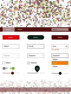 Koyu yeşil, kırmızı vektör UI ux kiti daireler ile. Başlığını renkli gradyan daireler modern stil kılavuzu. Sen-ebilmek kullanma için açılış sayfaları bu şablonu.