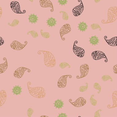 Açık yeşil, kırmızı vektör yaprak ve çiçek ile sorunsuz soyut tasarım. Yaprak ve çiçek Origami tarzı Doodle Illustration. Desen renkli kitap ve sayfaların çocuklar için için.