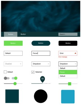 Karanlık Multicolor vektör yıldız ile malzeme tasarım kiti. Web Kullanıcı arabirimi kiti ile onun üstbilgisindeki soyut degrade bulutlar. Sen-ebilmek kullanma için açılış sayfaları bu şablonu.