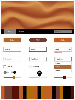Karanlık çok renkli vektör tasarım UI kiti eğri daireler ile. Degrade çizgiler ile renkli soyut resimde. Açılış sayfanız için modern şablon.