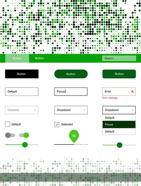 Koyu yeşil vektör tel kafes kiti noktalı. Web Kullanıcı arabirimi kiti başlığını soyut degrade daireler ile. Web siteleri, açılış sayfaları için güzel düzeni.