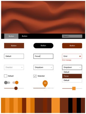Koyu turuncu vektör malzeme tasarım kiti ile sıvı şekiller. Glitter soyut resim bulanık kabarcık şekilleri ile... Bu web siteleri için kullanabileceğiniz şablon.