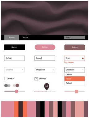 Çizgili, oval koyu turuncu vektör UI ux kiti. Degrade yarı ton mermer stiliyle yaratıcı çizimde. Sen-ebilmek kullanma için açılış sayfaları bu şablonu.