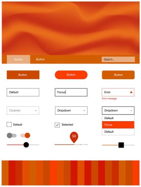 Işık turuncu vektör web UI kiti ile lamba şekiller. Degrade yarı ton mermer stiliyle yaratıcı çizimde. Sen-ebilmek kullanma için açılış sayfaları bu şablonu.