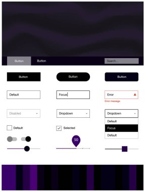 Koyu pembe vektör UI kiti balonu şekiller ile. Glitter soyut resim bulanık kabarcık şekilleri ile... Web siteleri için basit renkli tasarım.