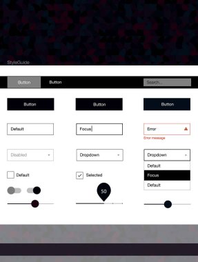 Koyu pembe vektör küreler web UI kiti. Basit malzeme tasarım kiti üstbilgisindeki renkli noktalar ile. Bu web siteleri için kullanabileceğiniz şablon.
