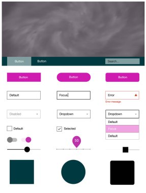 Evren yıldız ile hafif pembe vektör tasarım UI kiti. Arka plan üzerinde renkli stil rehberi yıldız ile. Bu örnek açılış sayfanız için mu.
