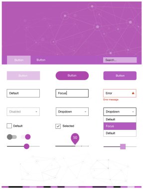 Hafif pembe vektör UI ux kiti daireler ile üçgen tarzı. Renkli üçgen, daire basit malzeme tasarım kiti. Bu örnek için sitesidir.