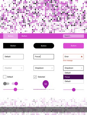 Hafif pembe vektör stil rehberi daireler ile. Renkli UI/ux kiti ile üstbilgi küreler oluşuyordu. Web siteleri, açılış sayfaları için güzel düzeni.