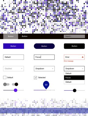 Koyu pembe, mavi küre ile web UI kit vektör. Güzel UI ux kiti ile onun üstbilgisindeki renkli noktalar. Bu örnek için sitesidir.