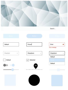 Hafif pembe, mavi vektör tasarım UI kiti ile mozaik. Dekoratif UI takımı tasarım renkli kristaller ile soyut tarzda. Web siteleri, açılış sayfaları için güzel düzeni.