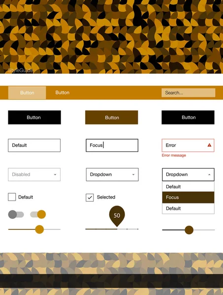 Koyu turuncu vektör tasarım UI kiti noktalı. Başlığını renkli gradyan daireler modern stil kılavuzu. Web siteleri, açılış sayfaları için güzel düzeni.