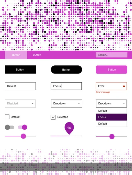 Hafif pembe vektör stil rehberi daireler ile. Renkli UI/ux kiti ile üstbilgi küreler oluşuyordu. Web siteleri, açılış sayfaları için güzel düzeni.