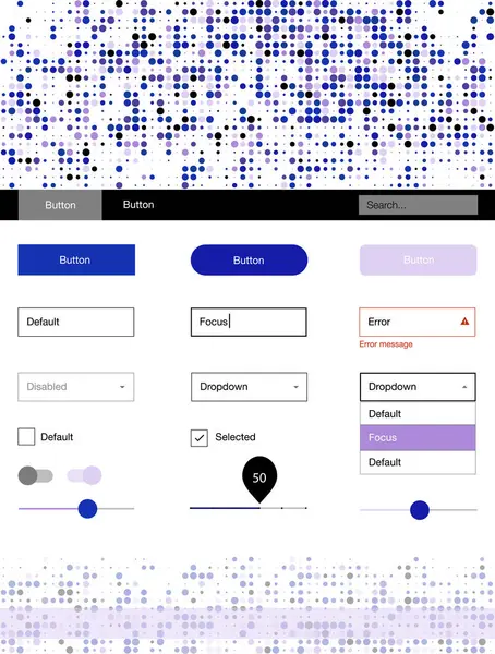 Koyu pembe, mavi daireler ile stil rehberi vektör. Basit malzeme tasarım kiti üstbilgisindeki renkli noktalar ile. Sen-ebilmek kullanma için açılış sayfaları bu şablonu.