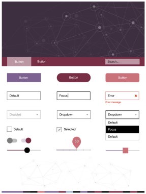 Koyu pembe, yeşil web UI kiti poligonal tarzı daireler ile vektör. Web Kullanıcı arabirimi kiti ile soyut üçgenler, başlığını çevrelerde. Bu web siteleri için kullanabileceğiniz şablon.