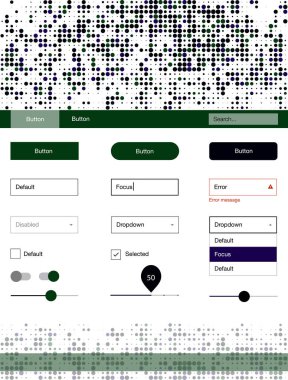 Koyu pembe, yeşil UI ux kiti daireler ile vektör. Başlığını renkli gradyan daireler modern stil kılavuzu. Bu web siteleri için kullanabileceğiniz şablon.