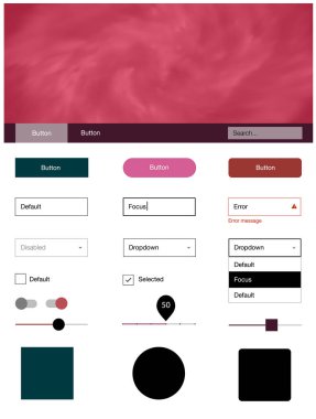 Hafif pembe, kırmızı vektör UI ux seti alan yıldız ile. Renkli gökyüzü ile soyut tarzda dekoratif UI takımı tasarım. Web siteleri için basit renkli tasarım.