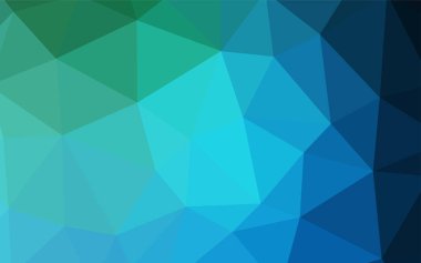 Koyu mavi, yeşil Çokgen soyut düzen vektör. Üçgenler ile renkli resimde parlayan. Marka kitap için yeni şablon.