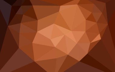 Koyu turuncu vektör degrade üçgenler desen bir merkezi bir kalp ile. Noktalı resim stili üçgenler ile çizimde. İş tasarımınız için yeni stil.