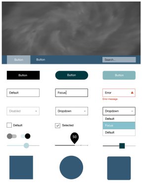 Açık mavi yıldız ile malzeme tasarım kiti vektör. Basit malzeme tasarım kiti üstbilgisindeki renkli bulutlar ile. Bu örnek açılış sayfanız için mu.
