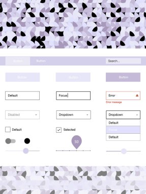 Açık mor noktalı malzeme tasarım kiti vektör. Basit malzeme tasarım kiti üstbilgisindeki renkli noktalar ile. Sen-ebilmek kullanma için açılış sayfaları bu şablonu.