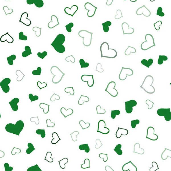 Темно Зеленая Векторная Обложка Сердечками Shining Сердца Размытом Абстрактном Фоне — стоковый вектор