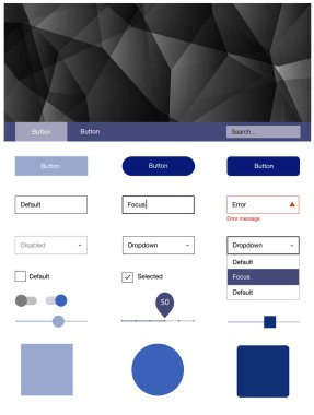 Koyu mavi vektör stil rehberi üçgenler ile. Üçgenler ile poligonal tarzında modern stil rehberi. Açılış sayfanız için modern şablon.
