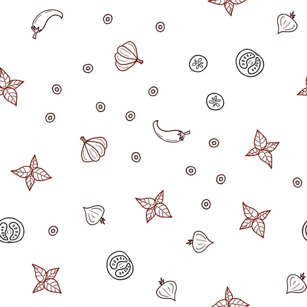 Koyu kırmızı mutfak gurme ile sorunsuz kapak vektör. Resimde dizi doodle tarzı taze yiyecek. Reklam, poster, afiş kafe ya da restoran için tasarım.